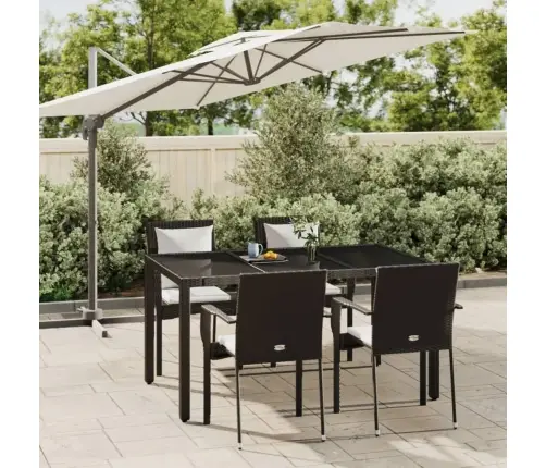 5-Osaline Aiamööbli Komplekt Patjadega, Must, Polürotang