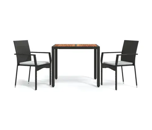 Sodo Komplektas Su Pagalvėlėmis, 3 Dalių, Juodas, Poliratanas