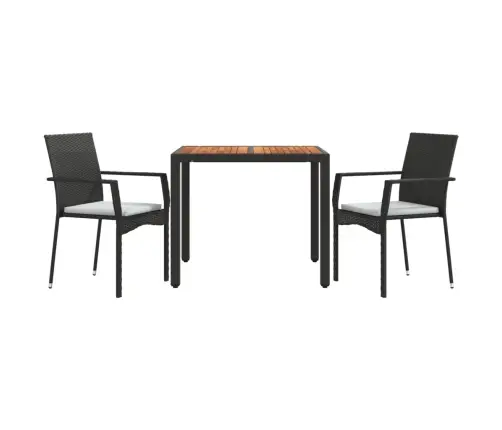 Sodo Komplektas Su Pagalvėlėmis, 3 Dalių, Juodas, Poliratanas