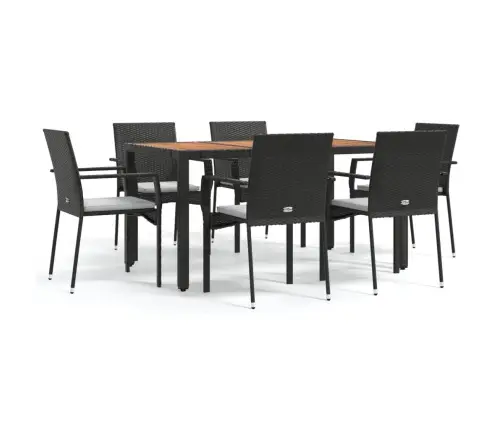 Sodo Komplektas Su Pagalvėlėmis, 7 Dalių, Juodas, Poliratanas