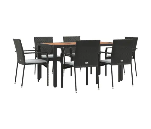 Sodo Komplektas Su Pagalvėlėmis, 7 Dalių, Juodas, Poliratanas