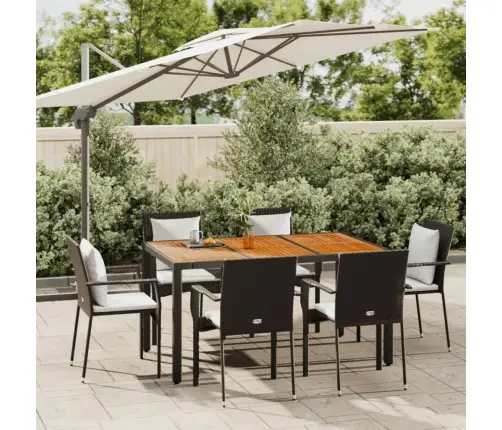 Sodo Komplektas Su Pagalvėlėmis, 7 Dalių, Juodas, Poliratanas