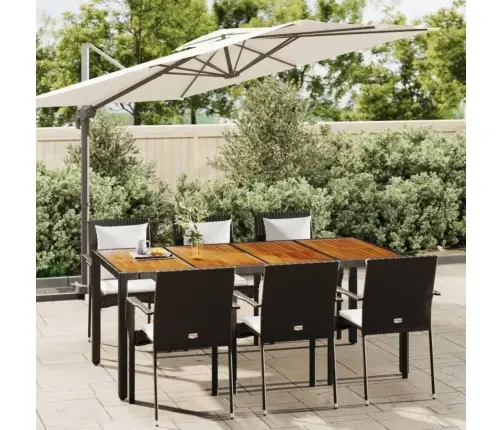 7-Osaline Aiamööblikomplekt Patjadega, Must, Polürotang