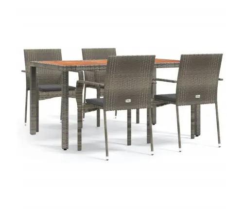 5-Daļīgs Dārza Mēbeļu Komplekts, Matrači, Pelēka Pe Rotangpalma Vidaxl