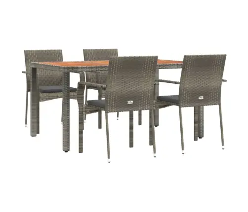 5-Daļīgs Dārza Mēbeļu Komplekts, Matrači, Pelēka Pe Rotangpalma Vidaxl