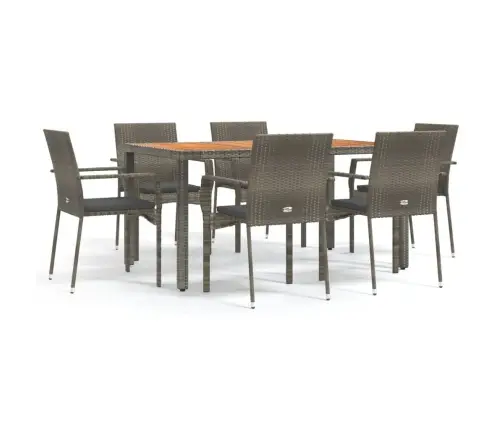 7-Osaline Aiamööbli Komplekt Patjadega, Hall, Polürotang