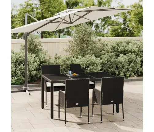 Sodo Komplektas Su Pagalvėlėmis, 5 Dalių, Juodas, Poliratanas