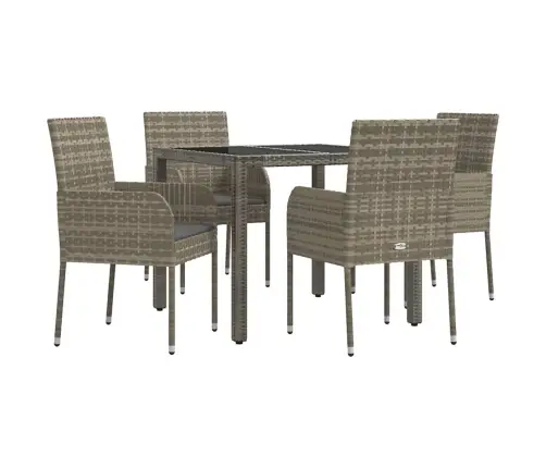 5-Osaline Aiamööbli Komplekt Patjadega, Hall, Polürotang