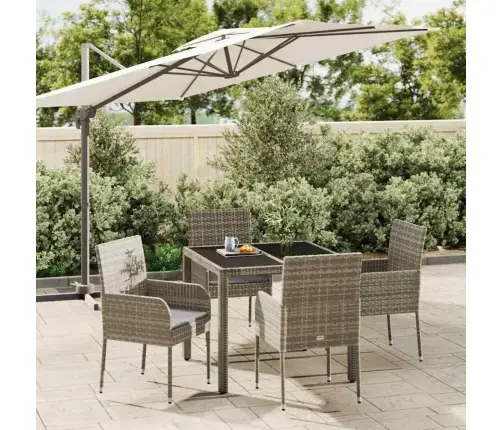 5-Osaline Aiamööbli Komplekt Patjadega, Hall, Polürotang