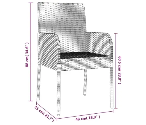 5-Osaline Aiamööbli Komplekt Patjadega, Hall, Polürotang