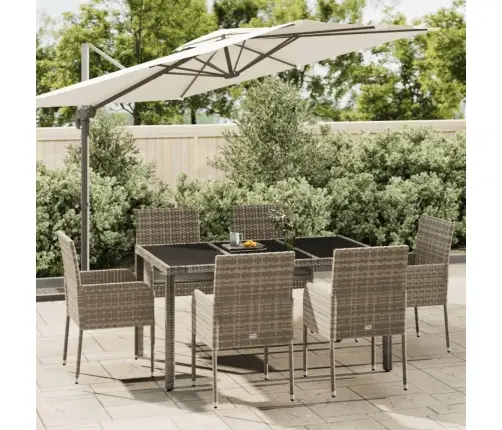 7-Osaline Aiamööbli Komplekt Patjadega, Hall, Polürotang