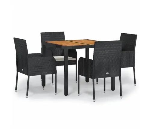 5-Daļīgs Dārza Mēbeļu Komplekts, Matrači, Melna Pe  Rotangpalma Vidaxl