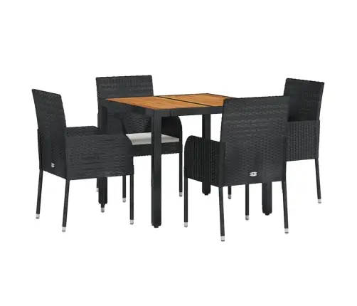 5-Daļīgs Dārza Mēbeļu Komplekts, Matrači, Melna Pe  Rotangpalma Vidaxl