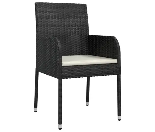 5-Daļīgs Dārza Mēbeļu Komplekts, Matrači, Melna Pe  Rotangpalma Vidaxl