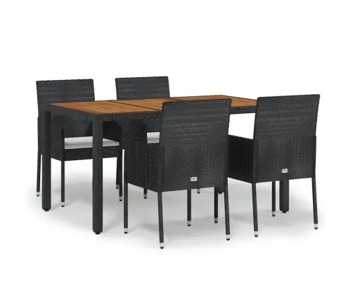 5-Osaline Aiamööbli Komplekt Patjadega, Must, Polürotang