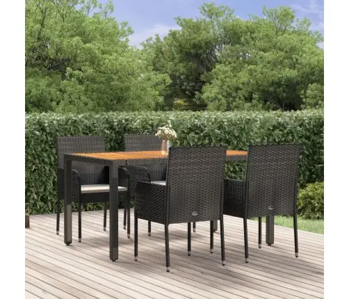5-Osaline Aiamööbli Komplekt Patjadega, Must, Polürotang