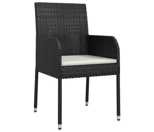 9-Daļīgs Dārza Mēbeļu Komplekts, Matrači, Melns, Pe Rotangpalma Vidaxl