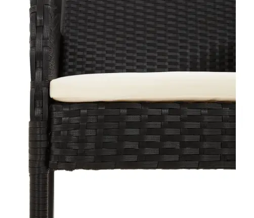 9-Daļīgs Dārza Mēbeļu Komplekts, Matrači, Melns, Pe Rotangpalma Vidaxl