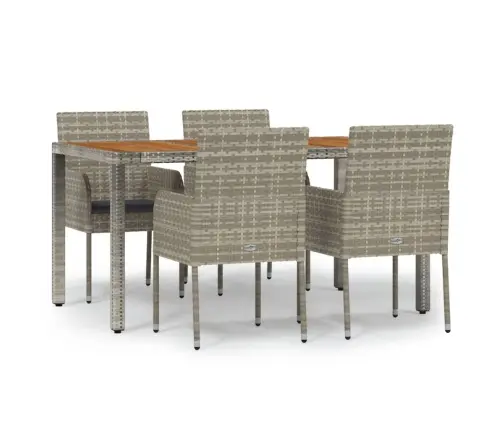 5-Daļīgs Dārza Mēbeļu Komplekts, Matrači, Pelēka Pe Rotangpalma Vidaxl