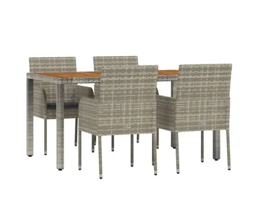 5-Daļīgs Dārza Mēbeļu Komplekts, Matrači, Pelēka Pe Rotangpalma Vidaxl