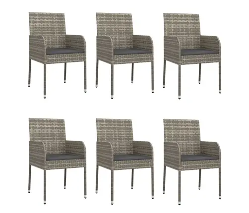 7-Daļīgs Dārza Mēbeļu Komplekts, Matrači, Pelēka Pe Rotangpalma Vidaxl