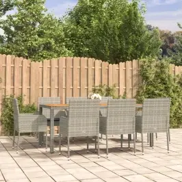 9-Daļīgs Dārza Mēbeļu Komplekts, Matrači, Pelēka Pe Rotangpalma Vidaxl