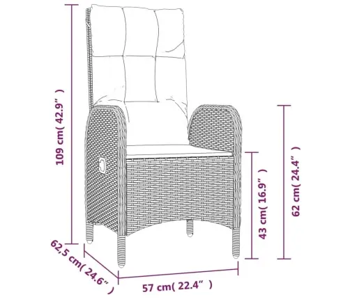 3-Osaline Aiamööbli Komplekt Patjadega, Hall, Polürotang