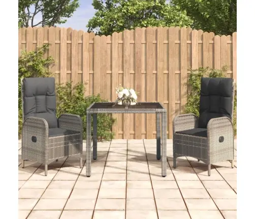 3-Osaline Aiamööbli Komplekt Patjadega, Hall, Polürotang