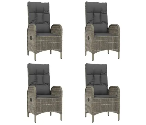 5-Daļīgs Dārza Mēbeļu Komplekts, Matrači, Pelēka Pe Rotangpalma Vidaxl