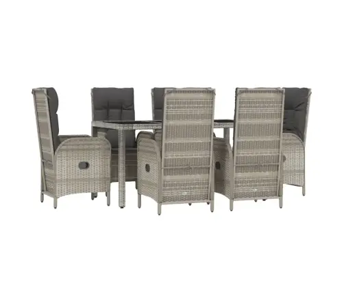 Sodo Komplektas Su Pagalvėlėmis, 7 Dalių, Pilkas, Poliratanas