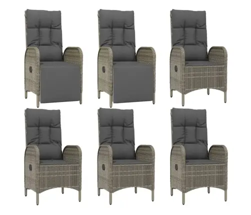 Sodo Komplektas Su Pagalvėlėmis, 7 Dalių, Pilkas, Poliratanas