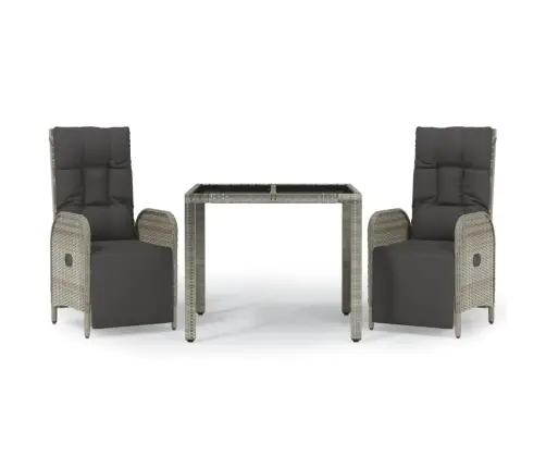 3-Daļīgs Dārza Mēbeļu Komplekts, Matrači, Pelēka Pe Rotangpalma Vidaxl