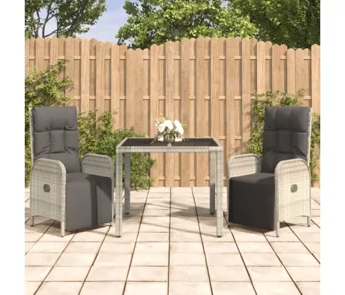 3-Daļīgs Dārza Mēbeļu Komplekts, Matrači, Pelēka Pe Rotangpalma Vidaxl