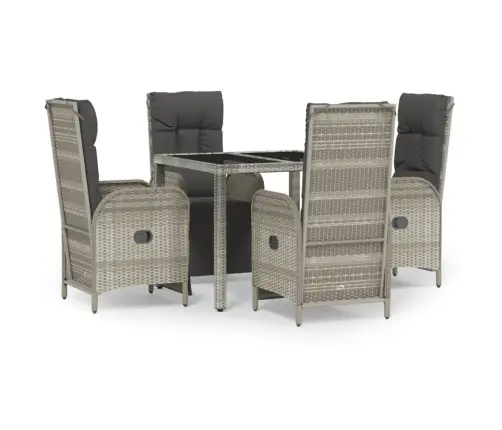 5-Daļīgs Dārza Mēbeļu Komplekts, Matrači, Pelēka Pe Rotangpalma Vidaxl