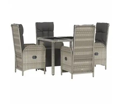 5-Daļīgs Dārza Mēbeļu Komplekts, Matrači, Pelēka Pe Rotangpalma Vidaxl