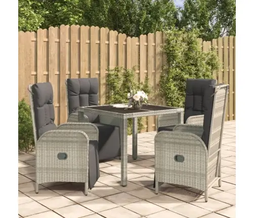 5-Daļīgs Dārza Mēbeļu Komplekts, Matrači, Pelēka Pe Rotangpalma Vidaxl