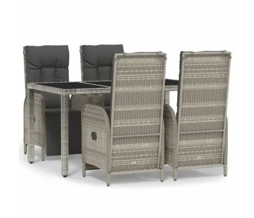 5-Daļīgs Dārza Mēbeļu Komplekts, Matrači, Pelēka Pe Rotangpalma Vidaxl