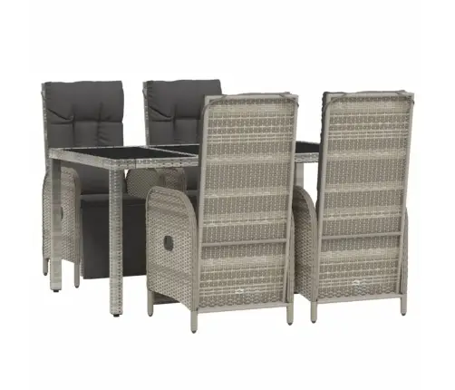 5-Daļīgs Dārza Mēbeļu Komplekts, Matrači, Pelēka Pe Rotangpalma Vidaxl