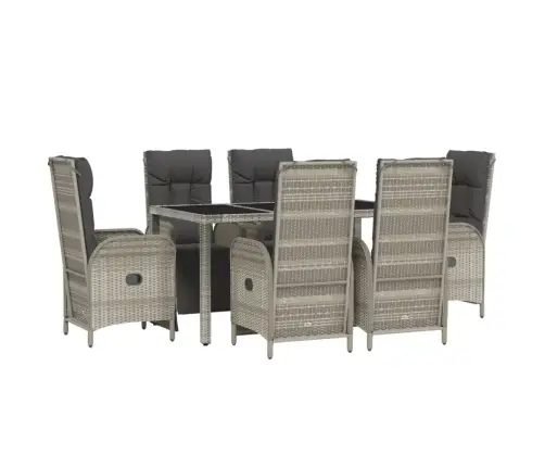 7-Osaline Aiamööbli Komplekt Patjadega, Hall, Polürotang