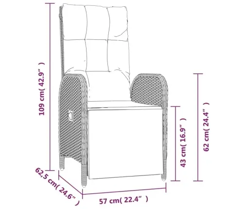 7-Osaline Aiamööbli Komplekt Patjadega, Hall, Polürotang