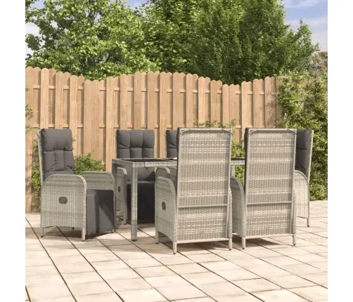 7-Osaline Aiamööbli Komplekt Patjadega, Hall, Polürotang