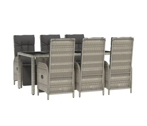 7-Daļīgs Dārza Mēbeļu Komplekts, Matrači, Pelēka Pe Rotangpalma Vidaxl