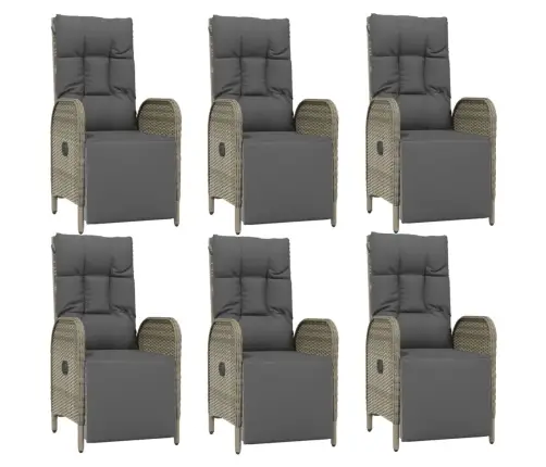 7-Daļīgs Dārza Mēbeļu Komplekts, Matrači, Pelēka Pe Rotangpalma Vidaxl