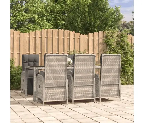 7-Daļīgs Dārza Mēbeļu Komplekts, Matrači, Pelēka Pe Rotangpalma Vidaxl