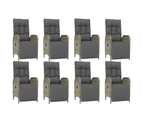 9-Daļīgs Dārza Mēbeļu Komplekts, Matrači, Pelēka Pe Rotangpalma Vidaxl