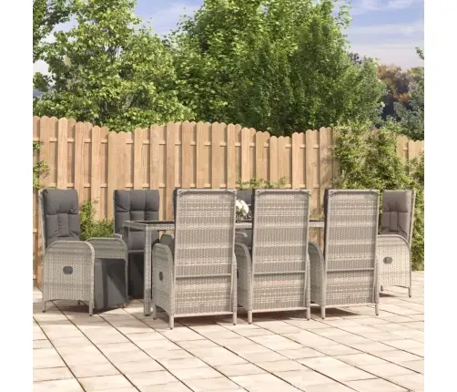 9-Daļīgs Dārza Mēbeļu Komplekts, Matrači, Pelēka Pe Rotangpalma Vidaxl