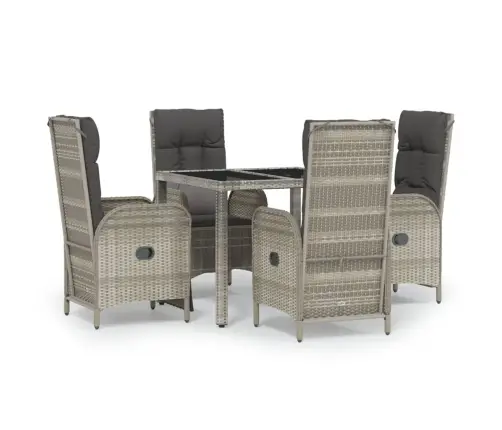 5-Osaline Aiamööbli Komplekt Patjadega, Hall, Polürotang