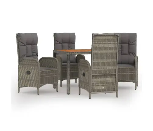 5-Osaline Aiamööbli Komplekt Patjadega, Hall, Polürotang