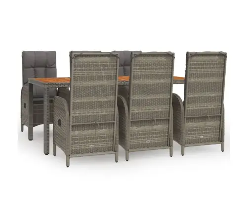 7-Daļīgs Dārza Mēbeļu Komplekts, Matrači, Pelēka Pe Rotangpalma Vidaxl