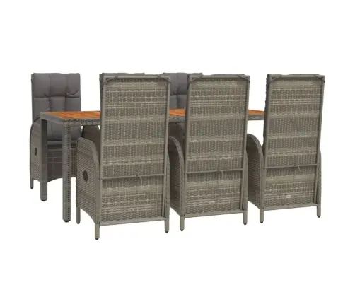 7-Daļīgs Dārza Mēbeļu Komplekts, Matrači, Pelēka Pe Rotangpalma Vidaxl